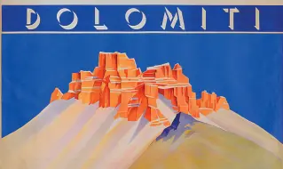 ??  ?? Nuova visione Franz Lenhart, «Dolomiti» 1910 - 1925 , uno dei manifesti in mostra
