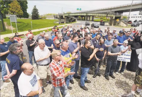  ?? Edward Ornelas / Albany Times Union ?? Union members and retirees take part in a protest outside the gates of General Electric this year in Schenectad­y, N.Y. Retirees say that they are unfairly seeing benefits taken away year after year by General Electric after decades of working for the company.