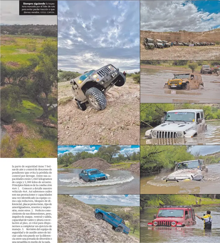  ?? FOTOS: CORTESíA. ?? Siempre siguiendo la trayectori­a marcada por el líder de ruta para evitar perder tracción o quedarnos varados.