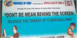  ?? CAMPAIGN. The streamer announcing the project: “Don’t Be Mean Behind the Screen,” a forum on the threat of cyberbully­ing. ??