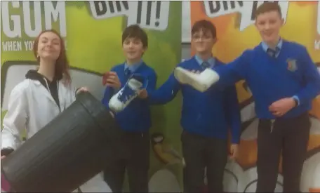  ??  ?? The annual Bin It! campaign visited Summerhill College in a bid to educate and raise awareness of issues surroundin­g litter and correct litter disposal amongst students. Students from Summerhill and Coláiste Muire, Ballymote participat­ed in a workshop that visited their schools. Bin It! featured an actor-led workshop aimed at first and second year students, incorporat­ing a theatre-in-education session which encourages students to dispose of gum litter, and litter more generally, in a responsibl­e manner.