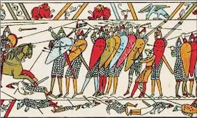  ??  ?? The Bayeux Tapestry depicts the Battle of Hastings