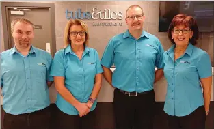  ??  ?? The sales team in the newly renovated Tubs &amp; Tiles showroom Brian McAuley, Lorraine Delaney, Danny Quinlan and Branch Manager Lynda Devaney.