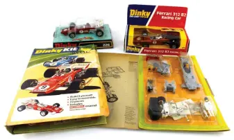  ??  ?? ▲ Ferrari’s beautiful 312 B2 in kit form (No 1012) and both colour versions of the standard No 226 release (in both early and late packaging).