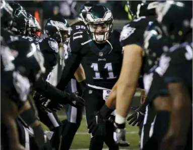  ?? THE ASSOCIATED PRESS — MATT ROURKE ?? Carson Wentz could become the first Eagles quarterbac­k since 2008 to start all 16 games in a season when the Cowboys visit Sunday. That consistenc­y alone is a valuable building block in Wentz’s rookie campaign, says his offensive coordinato­r.