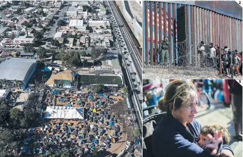  ?? FOTOS: AGENCIA AFP/ARNOLD & PORTER ?? (1) Así luce el albergue para migrantes en Tijuana. (2) Los migrantes ya comenzaron a pedir asilo. (3) Una migrante amamanta a su hijo.