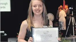  ?? SPECIAL TO THE EXAMINER ?? Norwood’s Baily Baptie received a Leadership in Arts and Culture award at the recent Peterborou­gh County Recognitio­n Awards. Baily, who started her own dance school at 17 years old was recognized for her dedication and enthusiasm.