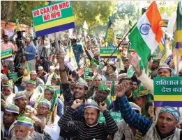  ?? — BIPLAB BANERJEE ?? Supporters and workers from Peace Party protest against CAA and NRC at Jantar Mantar in New Delhi on Tuesday.