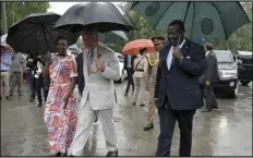  ?? ASSOCIATED PRESS ?? Britain’s King Charles III (center), arrives Friday to visit Fort Jesus, a UNESCO world heritage site in Mombasa, Kenya.