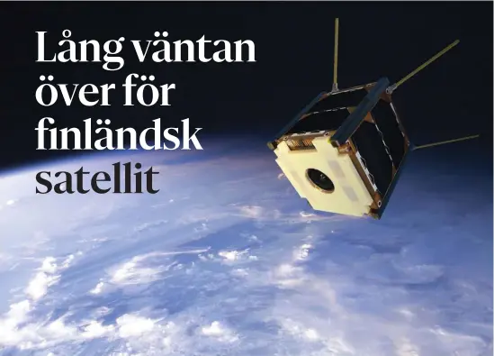  ?? FOTO: AALTO-UNIVERSITE­TET ?? Fantombild av satelliten Finland 100 som bland annat ska kartlägga väderfenom­en och fotografer­a norrsken.■