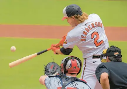  ?? FERRON/STAFF KARL MERTON ?? No one in baseball is making more ferocious contact than Orioles second-year shortstop Gunnar Henderson, and it was bound to pay off.