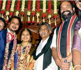  ??  ?? TPCC president N. Uttam Kumar Reddy at Manda Krishna Madiga daughter’s marriage in Hyderabad on Sunday. He blessed the couple