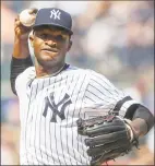  ?? Mary Altaffer / Associated Press ?? Yankees pitcher Domingo German will miss the virus-shortened regular season due to the time remaining on his domestic violence ban.