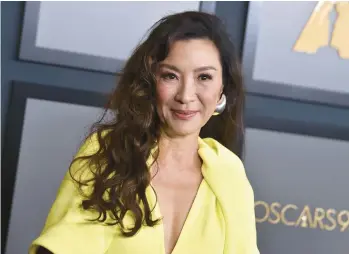  ?? JORDAN STRAUSS/INVISION ?? Michelle Yeoh, seen Nov. 19, is generating Oscar buzz for her “Everything Everywhere All at Once” role.