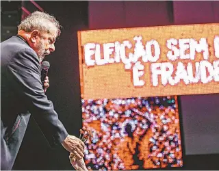  ?? RICARDO STUCKERT/INSTITUTO LULA ?? Lula participou de ato a favor de sua candidatur­a com artistas e intelectua­is no Rio de Janeiro