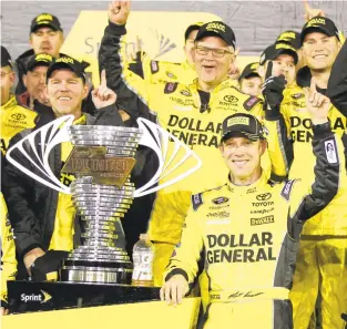  ?? TERRY RENNA/AP ?? Matt Kenseth, foreground, pictured celebratin­g a victory in a NASCAR Sprint Unlimited race at Daytona Internatio­nal Speedway in 2015, has been elected to NASCAR’s Hall of Fame.