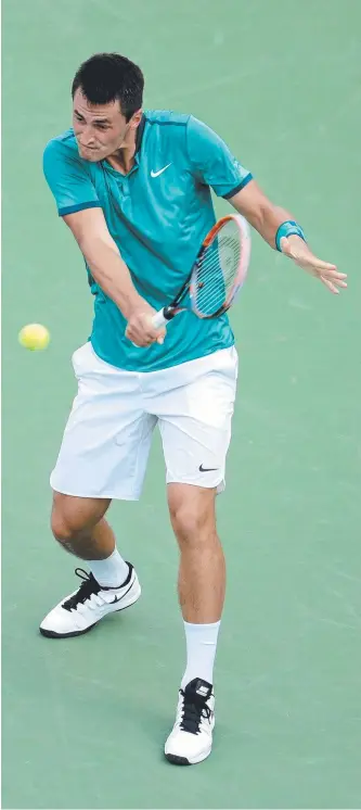  ?? Picture: GETTY IMAGES ?? The Gold Coast’s Bernard Tomic in action during his big win over world No.7 Kei Nishikori at the Cincinnati Masters, a week out from the US Open.