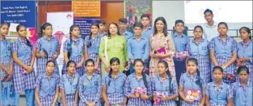  ?? HT PHOTO ?? Students at a menstrual awareness workshop at Sarvodaya coed senior secondary school in Nanakpura.