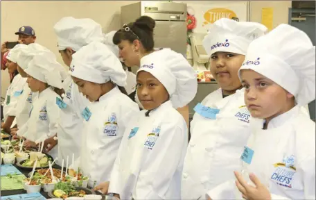  ??  ?? Student chefs who competed in the 2017 Sodexo National Challenge Future Chefs at Oakley School in Brawley on Friday. WILLIAM ROLLER PHOTO