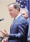  ?? CARLOS OSORIO, AP ?? In a Tuesday news conference, Michigan Attorney General Bill Schuette announced new charges against four defendants in the Flint water crisis.