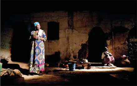  ?? AFP ?? A scene of the play “Je venais de defier le ciel” by Jean Marie Ambroise Traore, during the theatre festival ‘Les Praticable­s’, in Bamako.