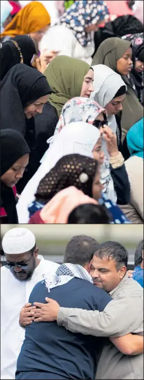  ?? Photos/ Mark Mitchell ?? People gather for the Call to Prayer at Hagley Park in Christchur­ch just days after the 2019 attack.