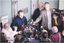  ??  ?? Joshua Boyle talks to reporters after arriving at Lester B. Pearson Airport in Toronto on Friday.