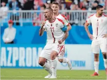  ?? MARK BAKER THE ASSOCIATED PRESS ?? Serbia’s Aleksandar Kolarov celebrates scoring the only goal.