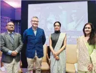  ??  ?? Debanjan Chakrabart­i, Director, British Council East and Northeast India, Robin Baker, Head Curator, BFI, Anoushka Shankar, Global sitarist and Poonam Mohta, Committee Member Sangit Kala Mandir