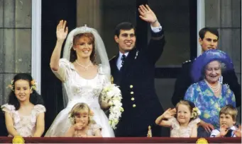  ??  ?? The Duke and Duchess of York’s wedding day, 1986
