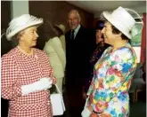  ??  ?? From left At her company, FI, in the 1960s; meeting the Queen in 1996