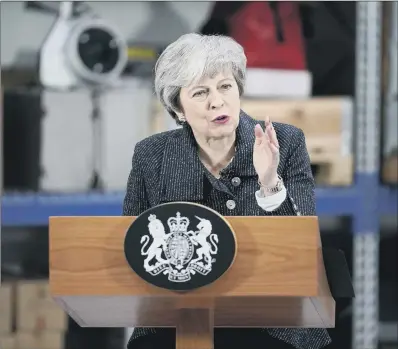  ?? PICTURES: PA WIRE. ?? CRUCIAL CHOICE: Prime Minister Theresa May giving a speech at the Orsted East Coast Hub in Grimsby.