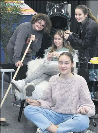  ?? Picture: PAUL CARRACHER ?? JERSEY SURE: St Brigid’s College will push ahead with its Midsummer Jersey production, which has been reschedule­d for September 16, 17 and 18. Pictured rehearsing are, clockwise from top left, Bailey Eder, Holly Luciani, Larissa Barber and Grace Hermans.