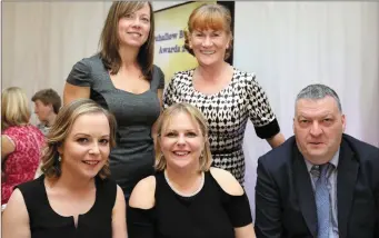  ??  ?? Above: Aisling McAuliffe (North Cork Play Therapy, Boherbue), Karen McAuliffe, Councillor Bernard Moynihan, Jessica Baron (Artistic Souvenirs, Ballydesmo­nd) and Margaret O’ Sullivan pictured at the 2017 Awards.Right: Jack Delaney, Sarah McSweeney (DT Marketing, Millstreet), with Nuala and Mick McSweeney at the 2017 Awards.