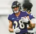  ?? GAIL BURTON/AP ?? Rookie wide receiver Raleigh Webb is physical enough to get off press coverage against most cornerback­s, columnist Mike Preston writes.