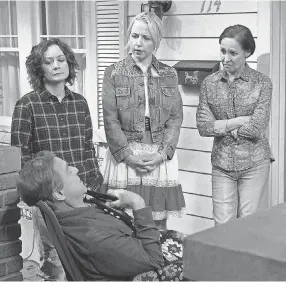  ?? ERIC MCCANDLESS/ABC ?? Adult daughters Darlene (Sara Gilbert) and Becky (Lecy Goranson), their aunt, Jackie (Laurie Metcalf), and dad Dan (John Goodman) must pick up the pieces after the death of matriarch Roseanne in “The Conners.”