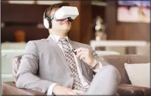  ??  ?? Photo from Etihad Airways’ trials of SkyLights VR headsets