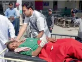  ?? — PTI ?? Nasreen Kouser injured in the cross-border shelling being shifted to a hospital in Jammu on Sunday.