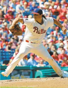  ?? HUNTER MARTIN/GETTY ?? The Phillies’ Jason Vargas allowed five runs — four earned — on three hits in three innings Sunday against the Red Sox.