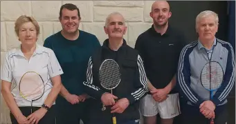  ??  ?? At the launch of the 2019 Ballyheigu­e Badminton Tournament which takes place this Sunday were, from left: Kathleen Gilbride, Club Chairperso­n, Colm Griffin, Purchase.ie, Maurice Lawlor, Club Treasurer, Alan O’Halloran, AOH Valeting, and Patsy O’Connor, Club Secretary