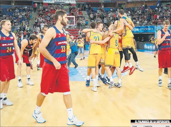  ?? FOTO: EFE ?? La alegría final de los jugadores del Gran Canaria constrastó con la decepción azulgrana. La sorpresa saltó también en la final