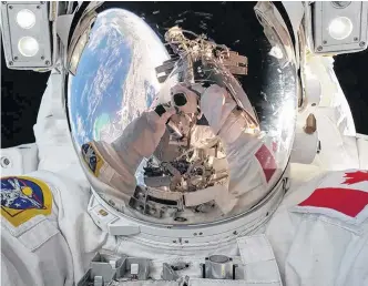  ?? NASA PHOTO ?? Canadian astronaut David Saint-jacques, who features in Felix & Paul Studios’ Space Explorers: The ISS Experience, takes a selfie in space.