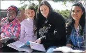  ??  ?? LESSON PREPARATIO­N: Nelson Mandela Metropolit­an University commerce students, from left, first-year Luthando Mbaza, 19, second-years Roxanne Weiss and Jessica Chemaly, both 20, and first-year Sumaiya Moses, 18, will be tutors at this year’s Accounting winter school