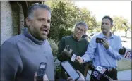  ?? JERRY LARSON - THE ASSOCIATED PRESS ?? FILE - In this Jan. 7, 2020, file photo, former Baylor head football coach Matt Rhule speaks to reporters outside his home in Waco, Texas. In a normal year, new Carolina Panthers NFL football head coach Matt Rhule would have greeted many of the team’s players for the first time with a handshake Monday for the start of the team’s offseason workout program. But nothing is normal in the days of a global pandemic.