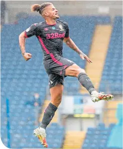  ??  ?? Kalvin Phillips celebrates after scoring Leeds United’s second