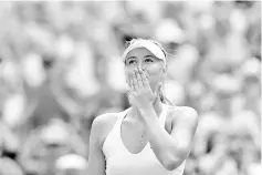  ??  ?? Queen of Centre Court: Maria Sharapova blows a kiss to the crowd on her last appearance at Wimbledon in 2015. - AFP photo