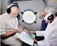  ?? PHOTO: PTI ?? Prime Minister Narendra Modi with Bihar Chief Minister Nitish Kumar conducting an aerial survey of flood-hit areas in the state on Saturday