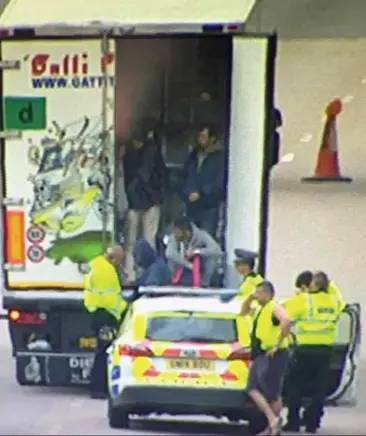  ??  ?? hiding in the back of a lorry that was travelling northbound on the M20 in Kent yesterday