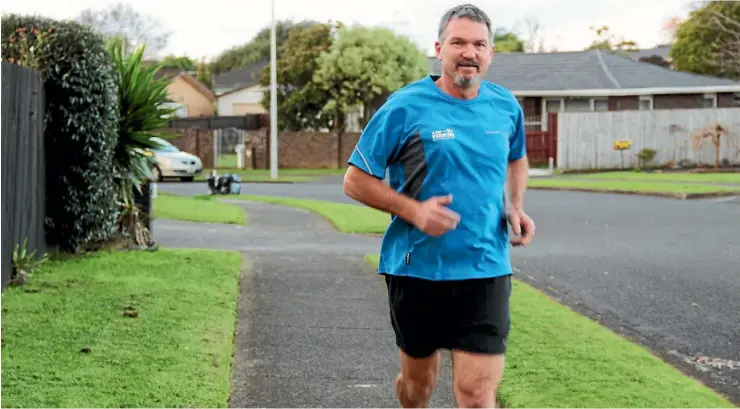  ??  ?? Nigel Baker is determined to finish this year’s Kerikeri Half Marathon after a cardiac arrest prevented him from completing last year.