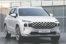  ?? HYUNDAI ?? The 2021 Hyundai Santa Fe has an aggressive-looking esthetic.